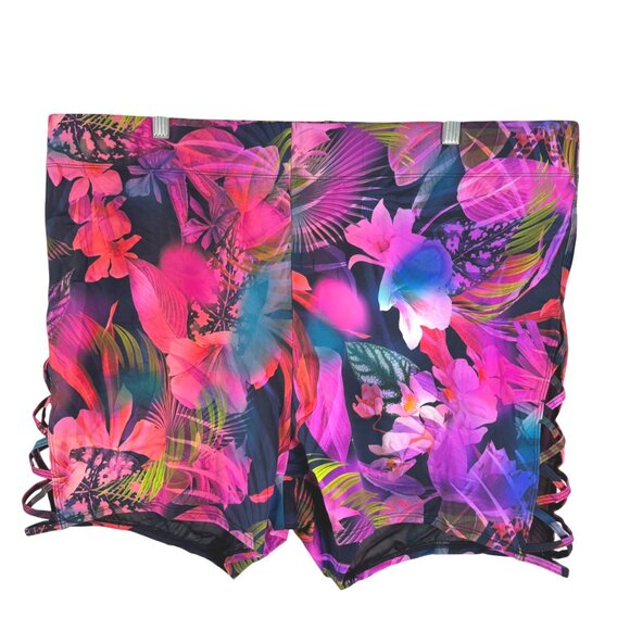 Torrid Swim Shorts Bottom 3X Multi Leaves Floral Print Strappy NWT SW-2101 - Picture 1 of 10